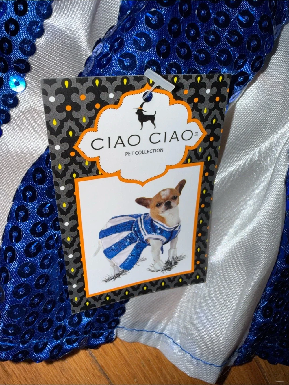 Ciao Ciao Blue Sequin Cheer Dress Halloween costume for Dogs - size Small - NWT